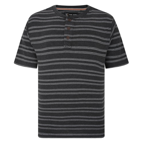 KAM Emboss Waffle Stripe Grandad Top Anthrazit